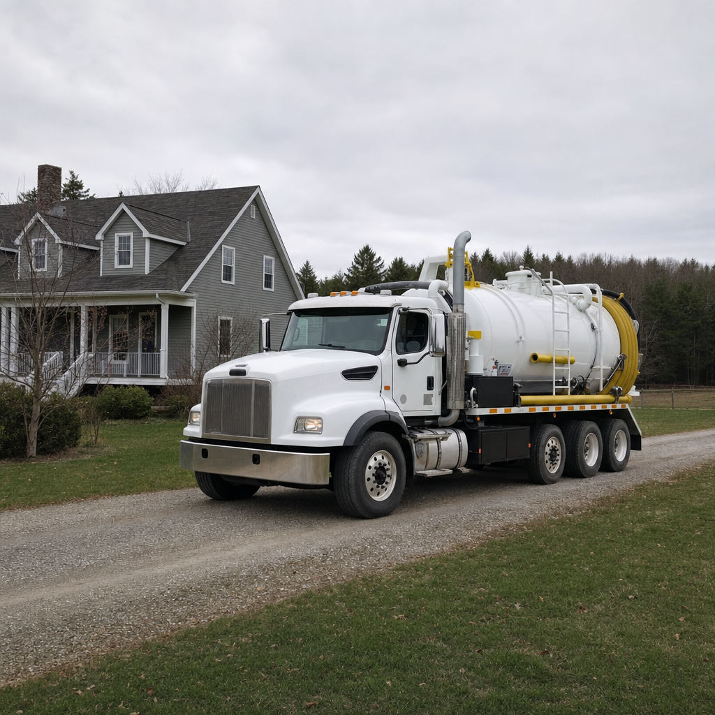 Septic vacuum truck arriving at a Bronx home for same-day emergency service