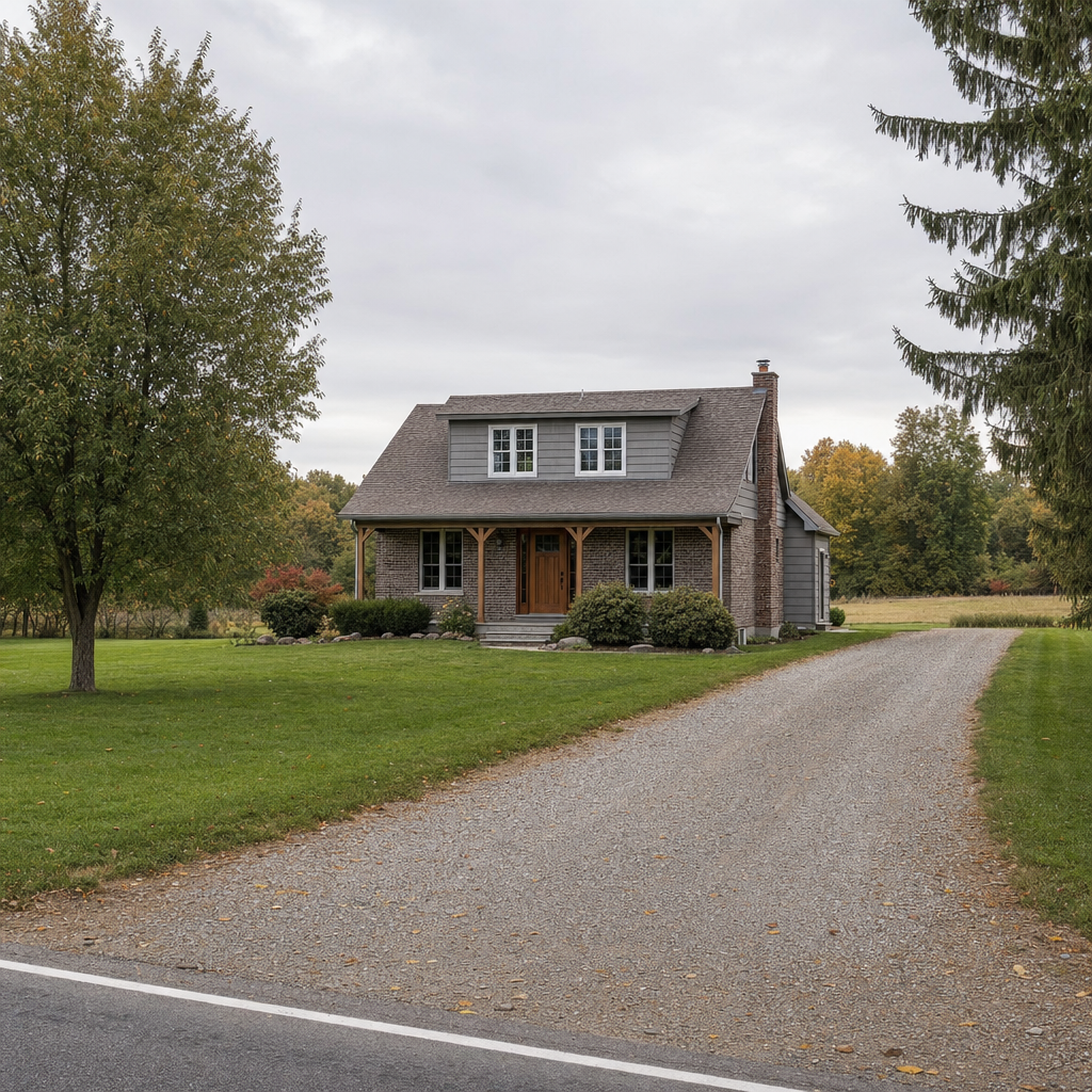 A calm single-family home exterior on a quiet Bronx street, representing the household size and daily water use that decides how often a septic tank needs pumping